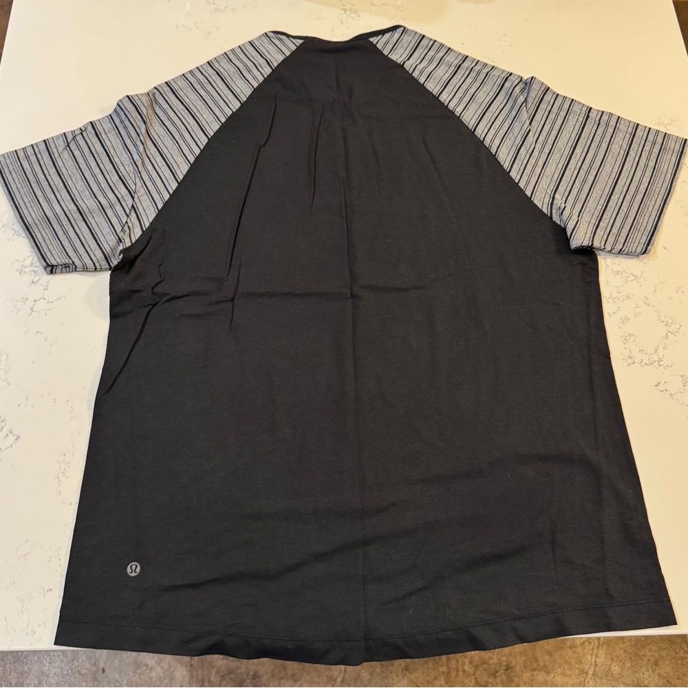 lululemon athletica Black and Gray Striped Tee - Picture 2 of 3